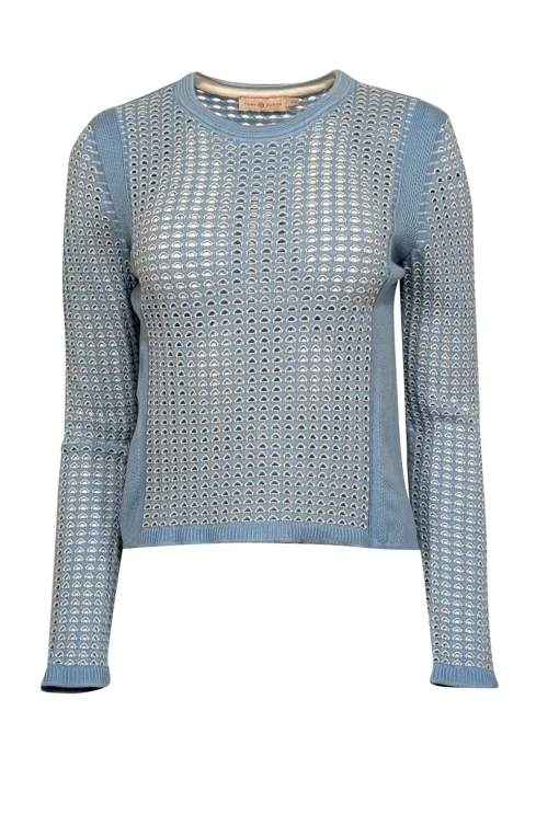 Tory Burch - Baby Blue Open Stitch Sweater Sz M