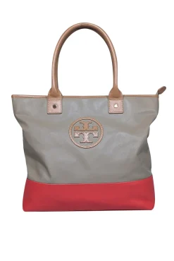 Tory Burch - Beige & Orange "Jayden" Tote Bag