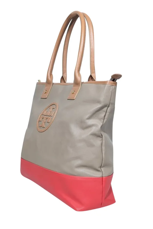 Tory Burch - Beige & Orange "Jayden" Tote Bag