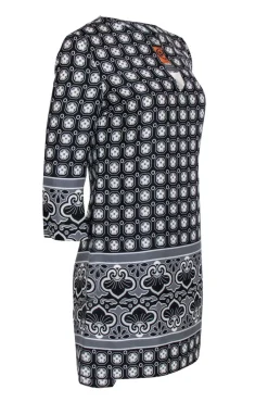 Tory Burch - Black & Gray Patterned Silk Shift Dress Sz 4