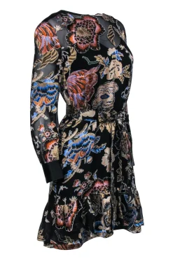 Tory Burch - Black & Multi-Color Floral Shift Dress Sz 2