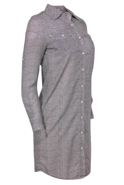 Tory Burch - Black & White Zig-Zag Cotton Shirt Dress Sz 0