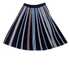 Tory Burch - Black, Brown, White, & Pink Striped Pleated Skirt Sz M