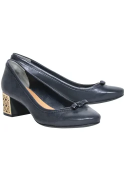 Tory Burch - Black Leather Chunky Heel Pumps Sz 7