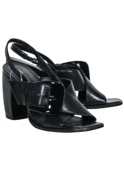 Tory Burch - Black Leather Crisscross Banana Heel Sz 8