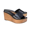 Tory Burch - Black Leather Platform Wedges Sz 9.5