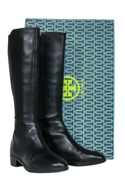 Tory Burch - Black Leather "Caitlin" Stretch Boots Sz 9