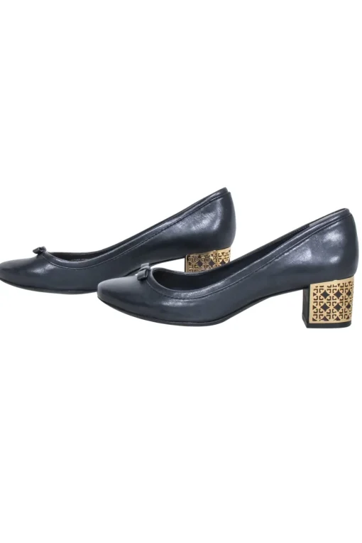 Tory Burch - Black Leather Chunky Heel Pumps Sz 7