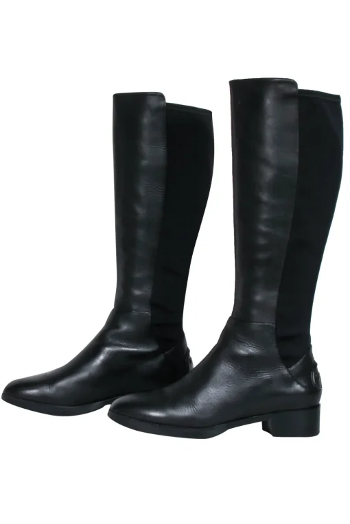 Tory Burch - Black Leather "Caitlin" Stretch Boots Sz 9