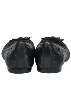 Tory Burch - Black Leather Quilted Ballet Flats w/ Bow Sz 9