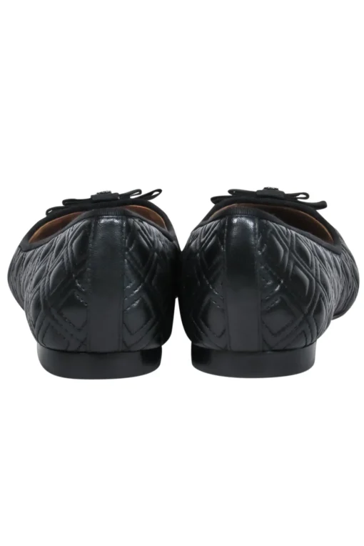 Tory Burch - Black Leather Quilted Ballet Flats w/ Bow Sz 9