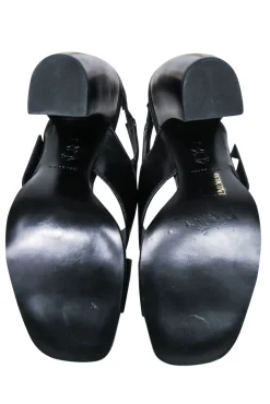 Tory Burch - Black Leather Crisscross Banana Heel Sz 8