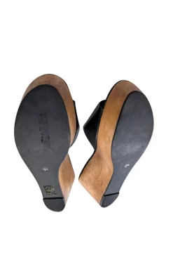 Tory Burch - Black Leather Platform Wedges Sz 9.5