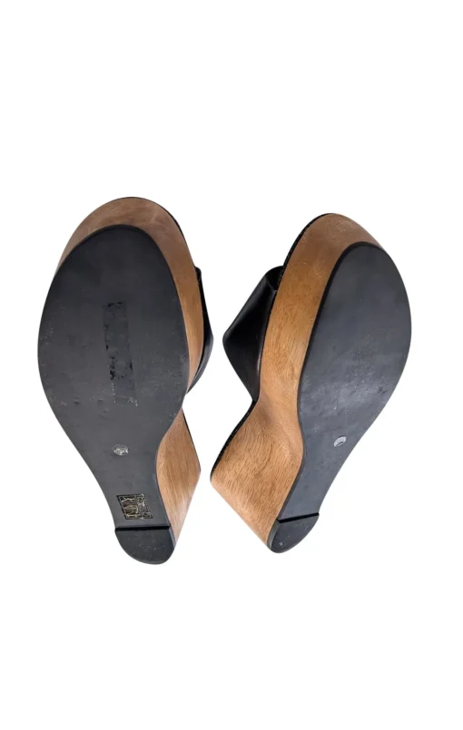 Tory Burch - Black Leather Platform Wedges Sz 9.5