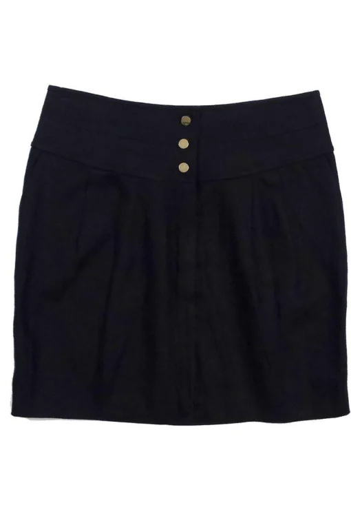 Tory Burch - Black Linen Buttoned Skirt Sz 8