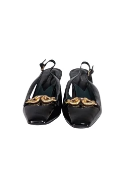 Tory Burch - Black Patent Leather "Jessa" Heeled Slingback Pumps Sz 10