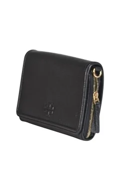 Tory Burch - Black Pebbled Leather Front Flap Crossbody Bag