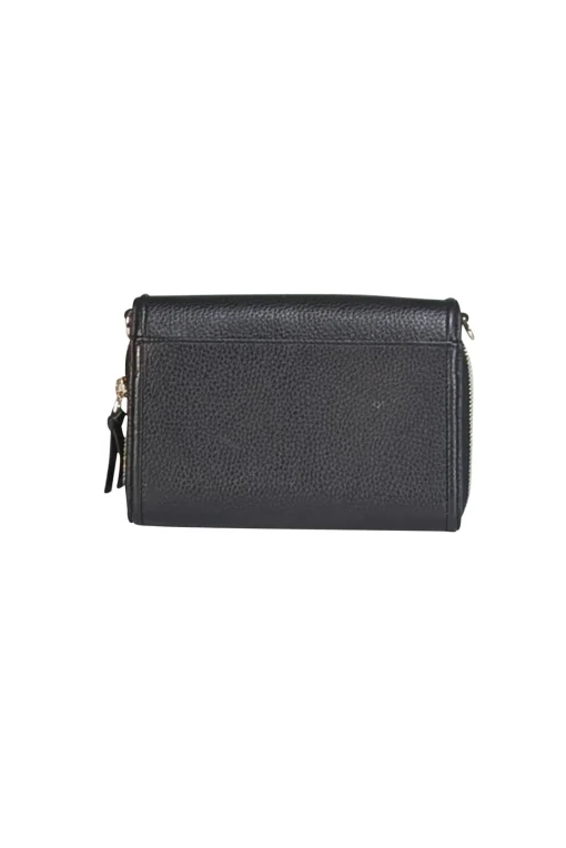 Tory Burch - Black Pebbled Leather Front Flap Crossbody Bag