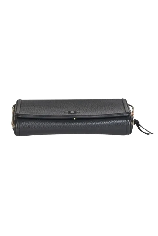 Tory Burch - Black Pebbled Leather Front Flap Crossbody Bag