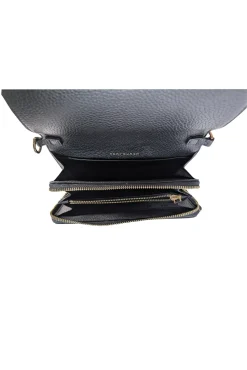 Tory Burch - Black Pebbled Leather Front Flap Crossbody Bag