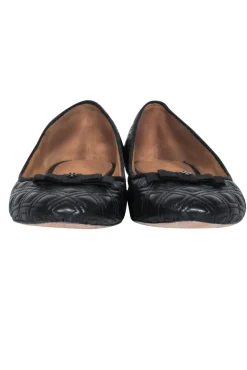 Tory Burch - Black Quilted Leather Ballet Flats w/ Bow Sz 9.5