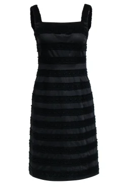 Tory Burch - Black Tea Length Cotton Dress w/ Eyelet Lace Details Sz 4