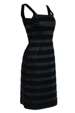 Tory Burch - Black Tea Length Cotton Dress w/ Eyelet Lace Details Sz 4