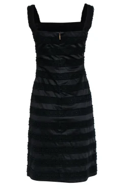 Tory Burch - Black Tea Length Cotton Dress w/ Eyelet Lace Details Sz 4