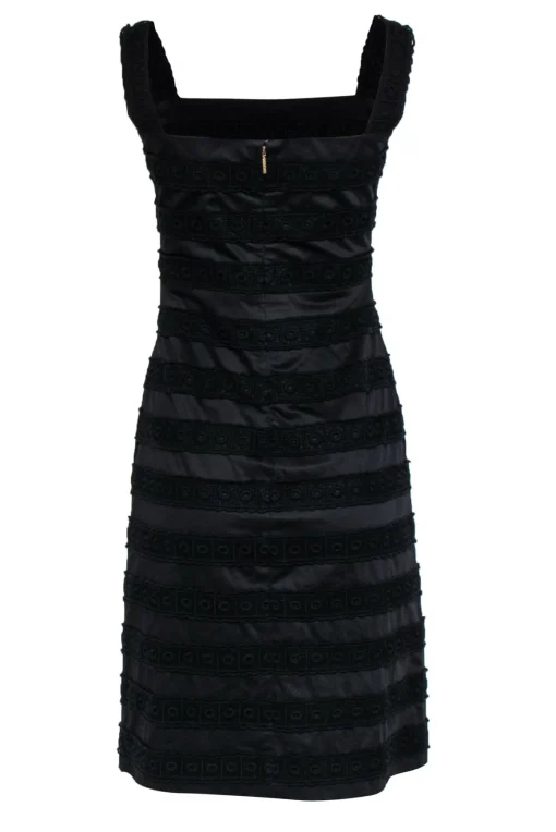 Tory Burch - Black Tea Length Cotton Dress w/ Eyelet Lace Details Sz 4