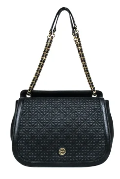 Tory Burch - Black Textured Front Large Crossbody Bag