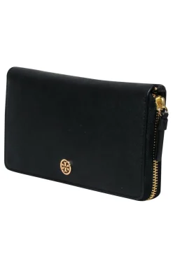 Tory Burch - Black Textured Leather Wallet w/ Logo