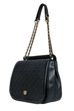 Tory Burch - Black Textured Front Large Crossbody Bag