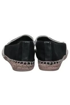 Tory Burch - Black Woven Textile Espadrille Logo Flats Sz 5.5