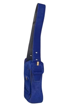 Tory Burch - Blue Dahlia Mini Sawyer Genuine Calf Hair Shoulder Bag