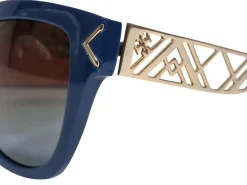 Tory Burch - Blue Oversized Sunglasses w/ Golden Geometric Accents