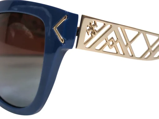 Tory Burch - Blue Oversized Sunglasses w/ Golden Geometric Accents
