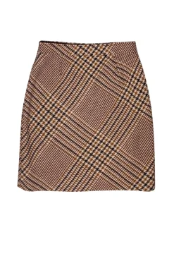 Tory Burch - Brown & Cream Plaid Wool Blend Skirt Sz 2