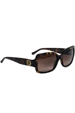 Tory Burch - Brown and Black Tortoise Rectangle Sunglasses