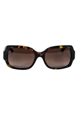 Tory Burch - Brown and Black Tortoise Rectangle Sunglasses