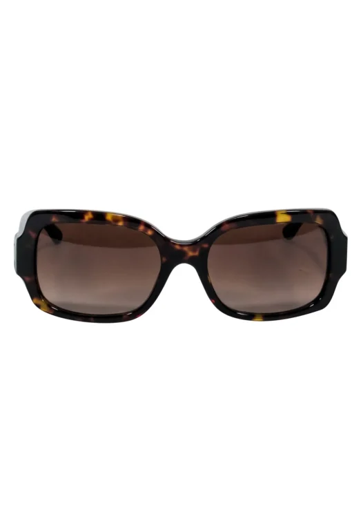 Tory Burch - Brown and Black Tortoise Rectangle Sunglasses