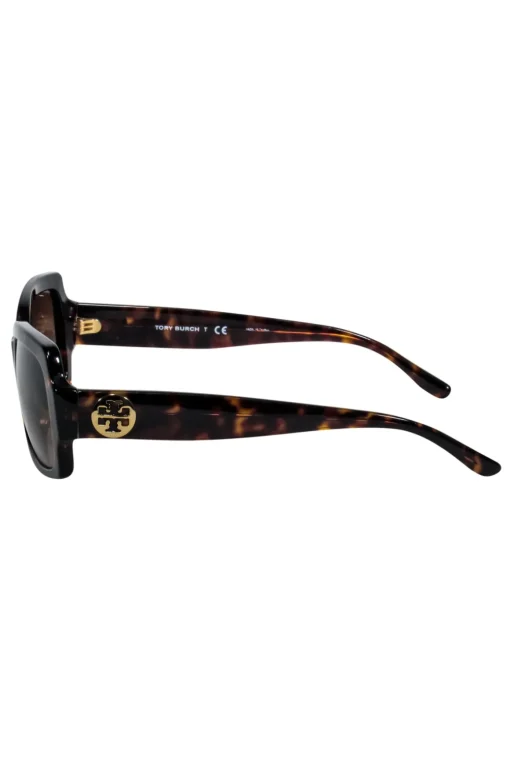 Tory Burch - Brown and Black Tortoise Rectangle Sunglasses