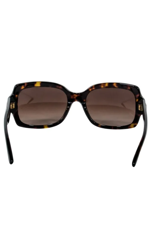 Tory Burch - Brown and Black Tortoise Rectangle Sunglasses