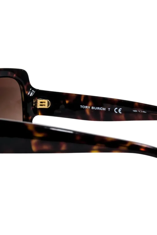 Tory Burch - Brown and Black Tortoise Rectangle Sunglasses