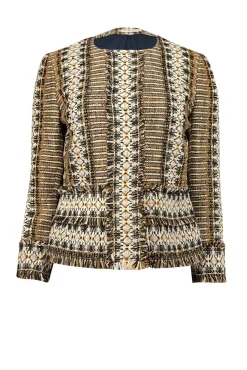 Tory Burch - Brown, Navy, Orange, & White Boucle Jacket Sz 6