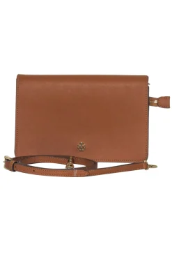 Tory Burch - Brown Textured Leather Square Crossbody