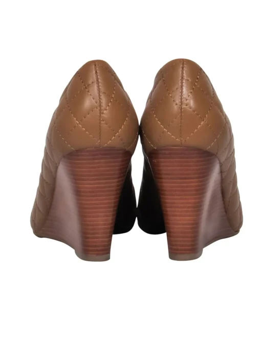 Tory Burch - Camel Quilter Leather Wedges w/ Classic T-Logo Sz 8.5