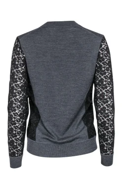 Tory Burch - Charcoal Sweater w/ Lace Sleeves Sz XS
