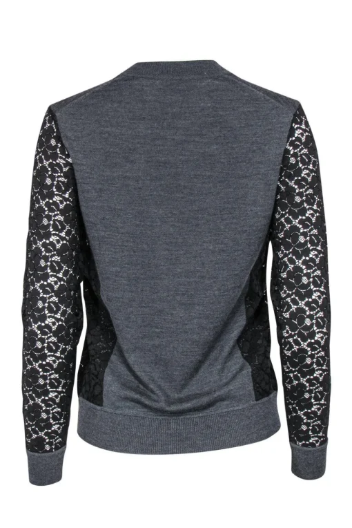 Tory Burch - Charcoal Sweater w/ Lace Sleeves Sz XS