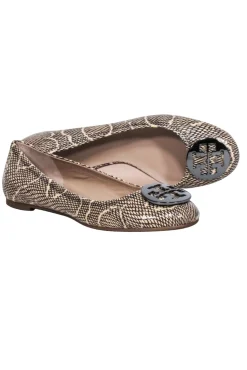 Tory Burch - Cream & Black Snakeskin Print Ballet Flats Sz 11