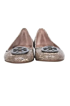 Tory Burch - Cream & Black Snakeskin Print Ballet Flats Sz 11